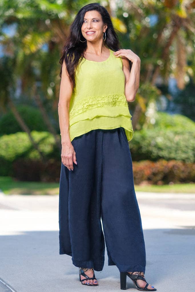 TINA Stephens - Peggy Crop Linen Palazzo Pant