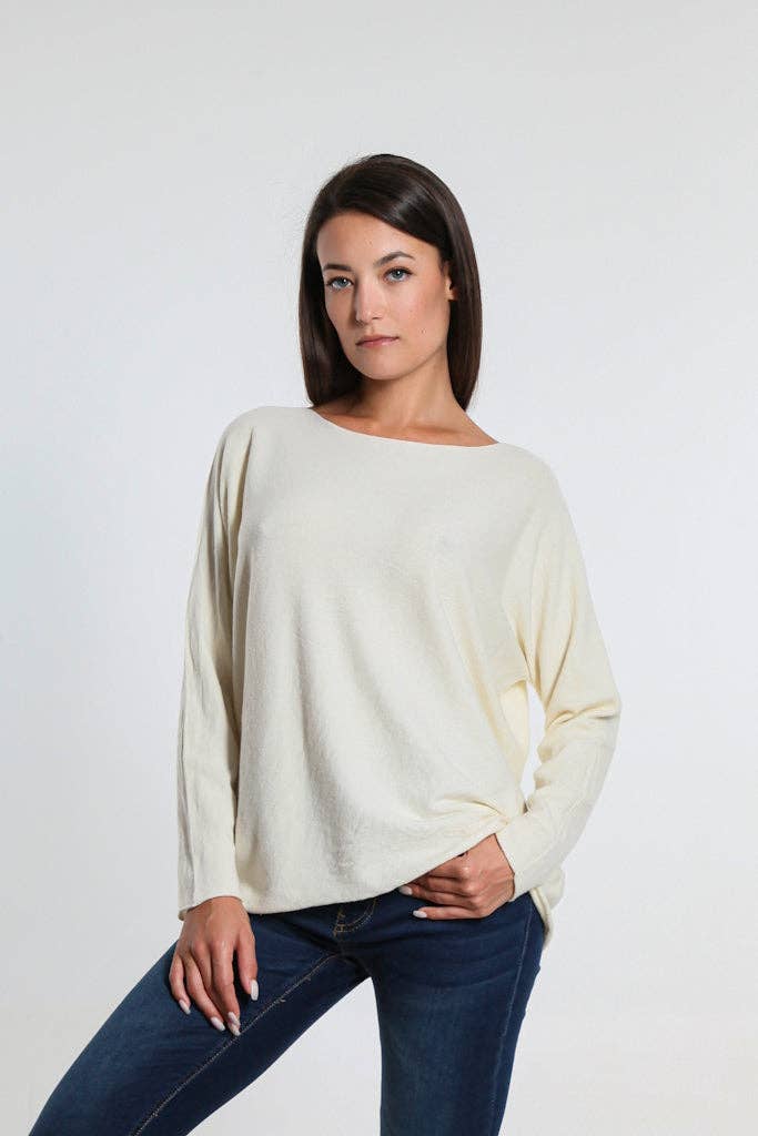 TINA Stephens Italy/Tees By Tina - Laurin Seriously Soft Jewel Neck Sweater