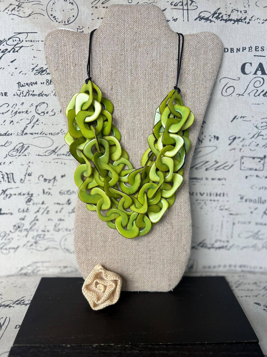 Galapagos Tagua - Green Statement Necklace