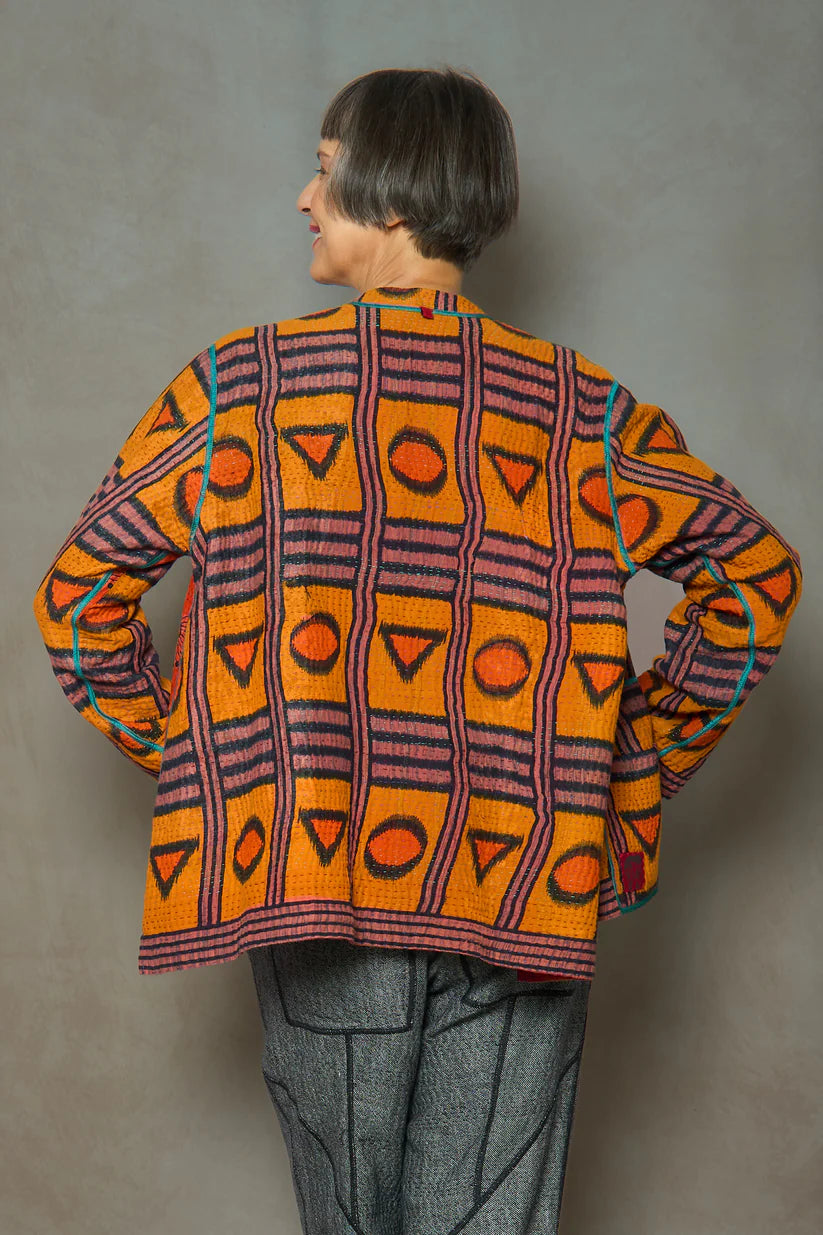 Mieko Mintz- VINTAGE COTTON KANTHA KAFTAN JACKET SHORT