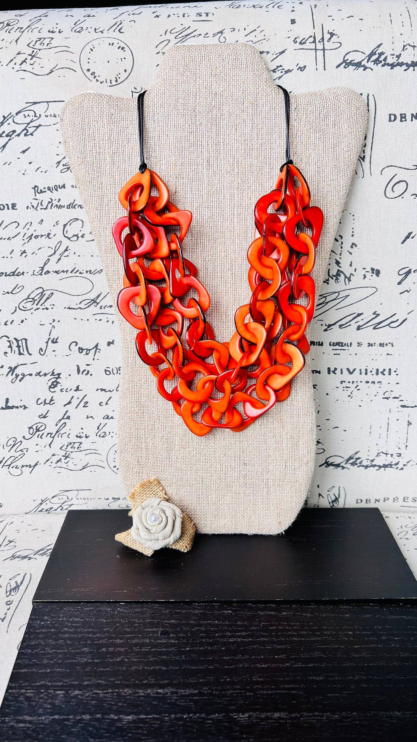 Galapagos Tagua - Orange Statement Necklace