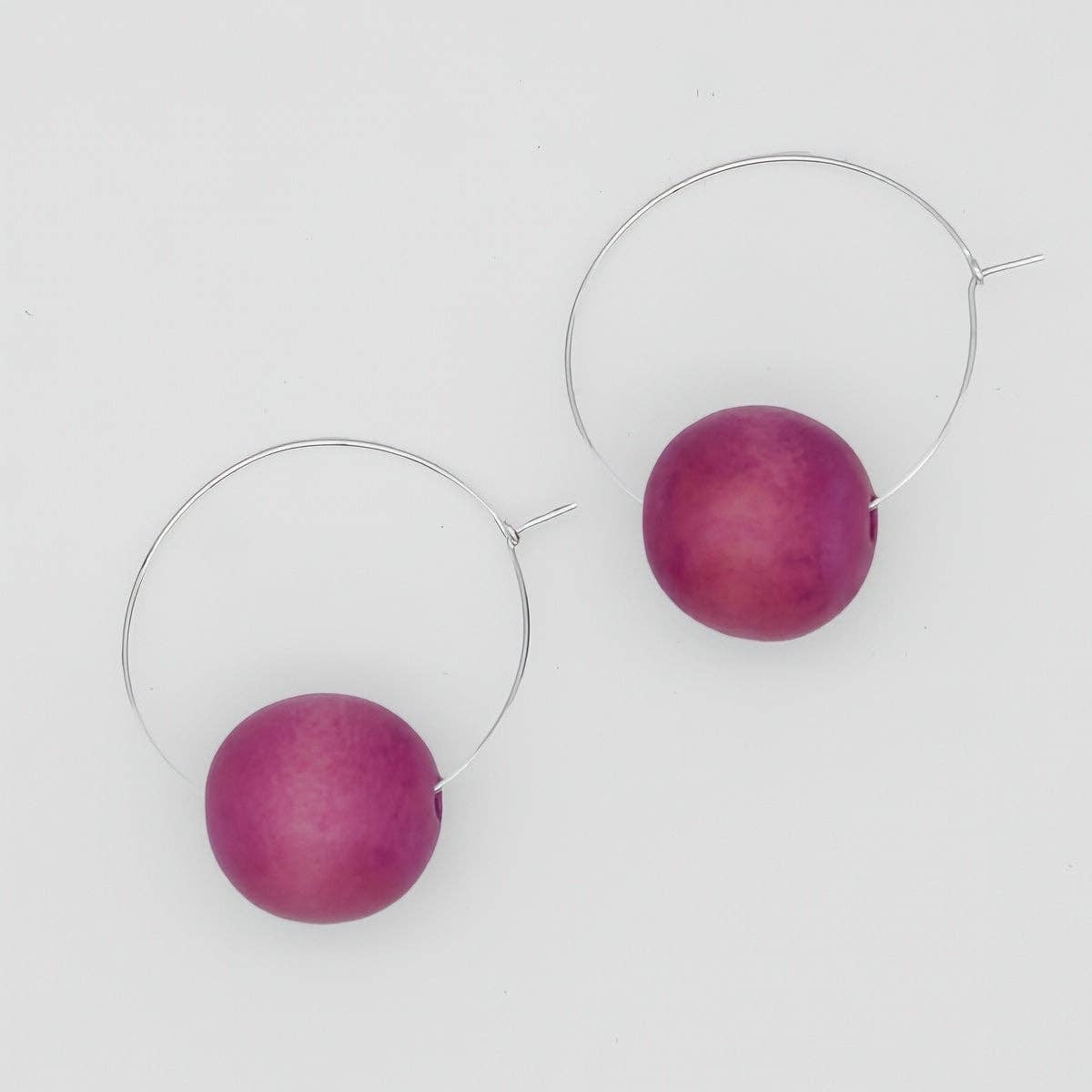 Sylca Designs - Pink Ball Hoop Dangle Earring