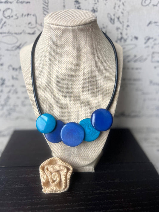 Galapagos Tagua - Blue Statement Necklace