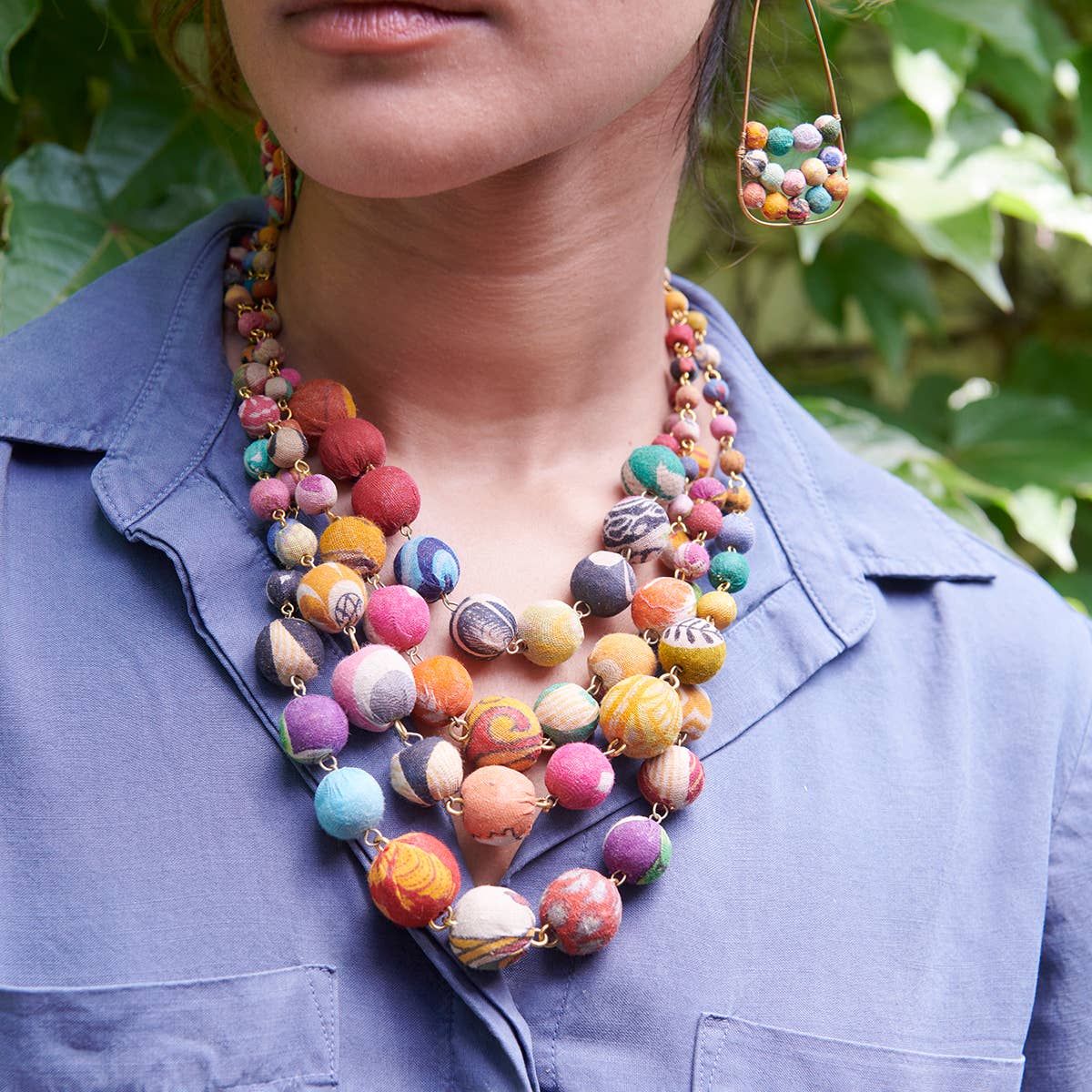 WorldFinds - Cascading Kantha Necklace
