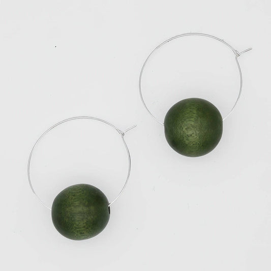 Sylca Designs - Olive Ball Hoop Dangle Earring