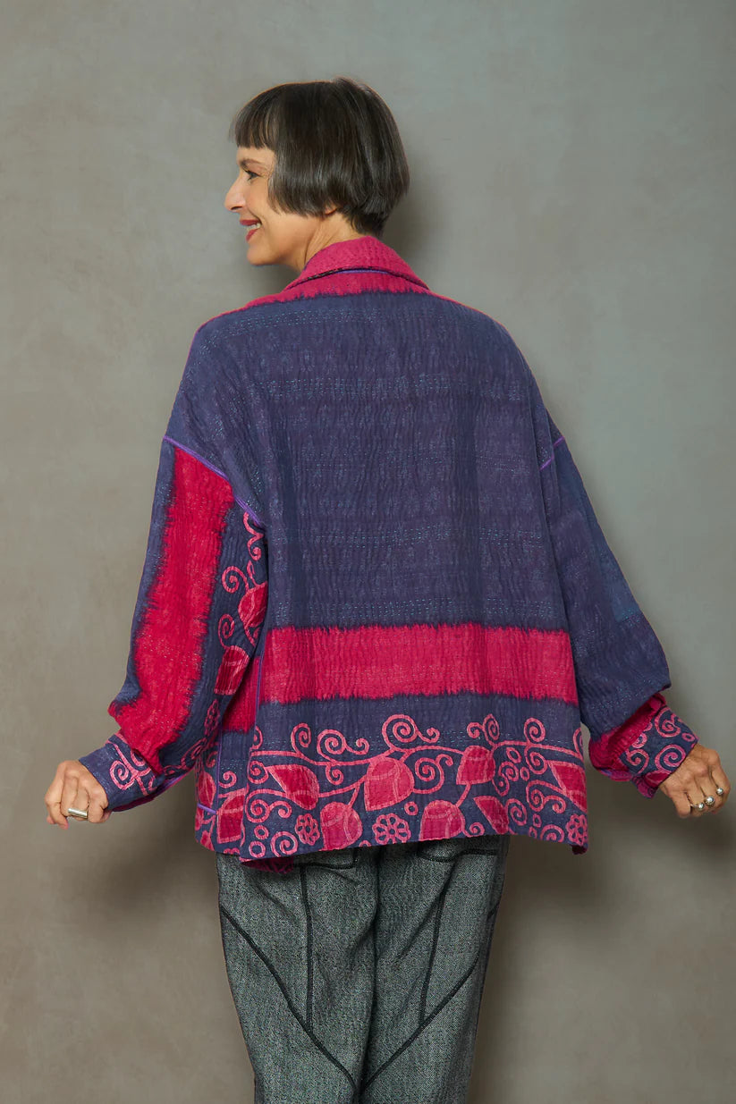 Mieko Mintz- VINTAGE COTTON KANTHA RELAXED SHIRT JACKET