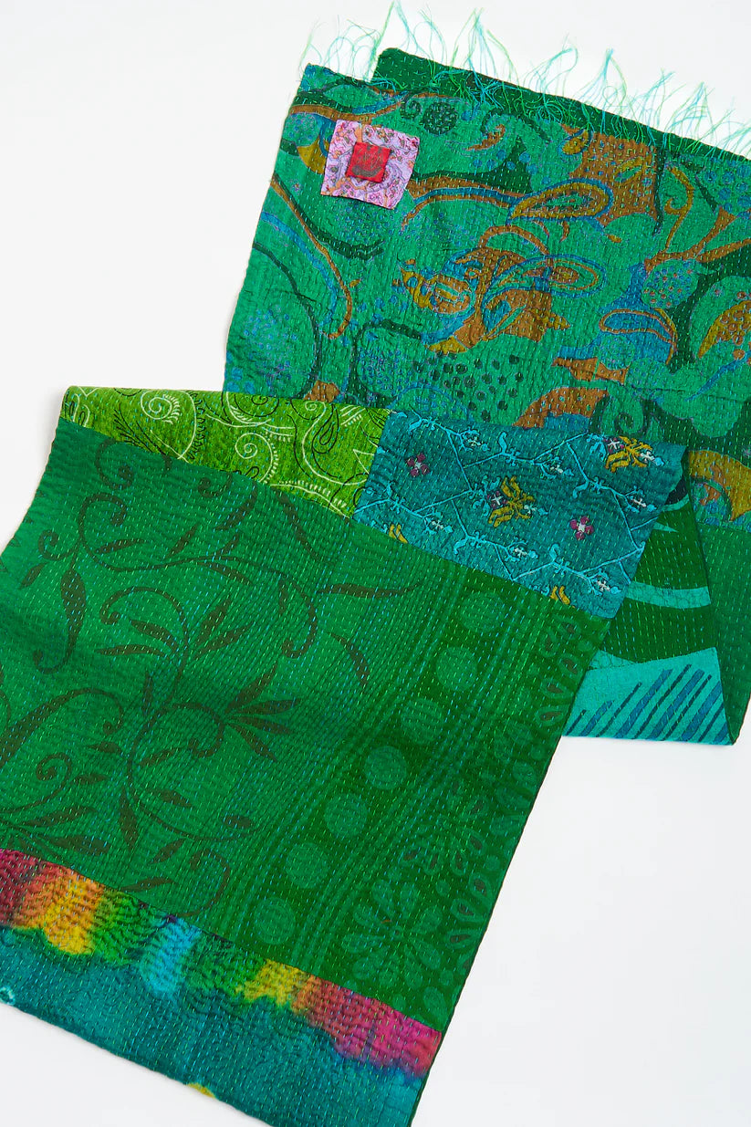 Mieko Mintz- VINTAGE SILK COTTON KANTHA SCARF SMALL