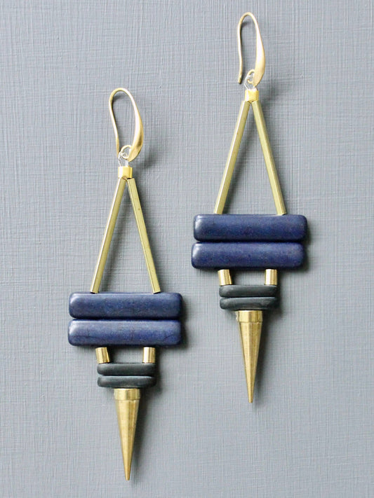 David Aubrey Jewelry - Navy and Black Spike Earrings