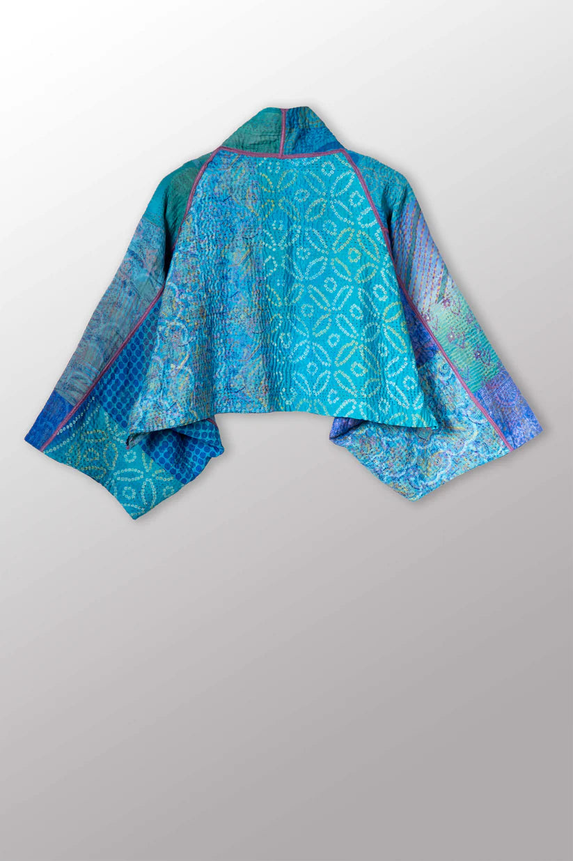 Mieko Mintz- JACQUARD SILK KANTHA PUFF SLV. SHRUG