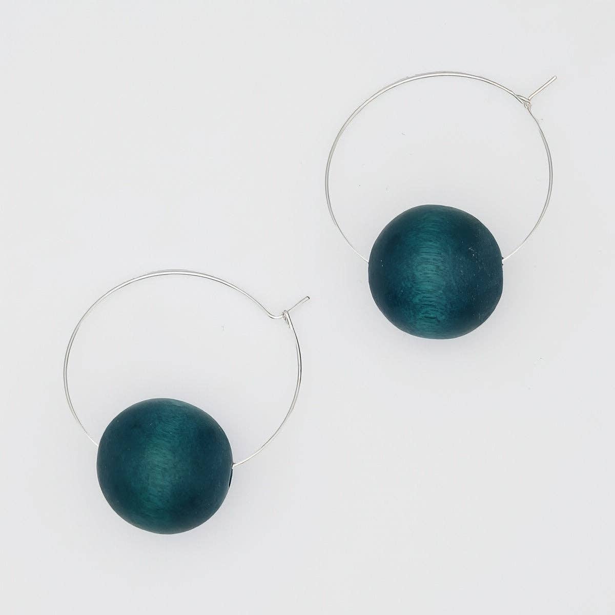 Sylca Designs - Teal Ball Hoop Dangle Earring