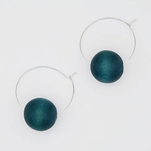 Sylca Designs - Teal Ball Hoop Dangle Earring