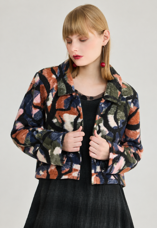 LUUKAA- Earth Print Cropped Jacket