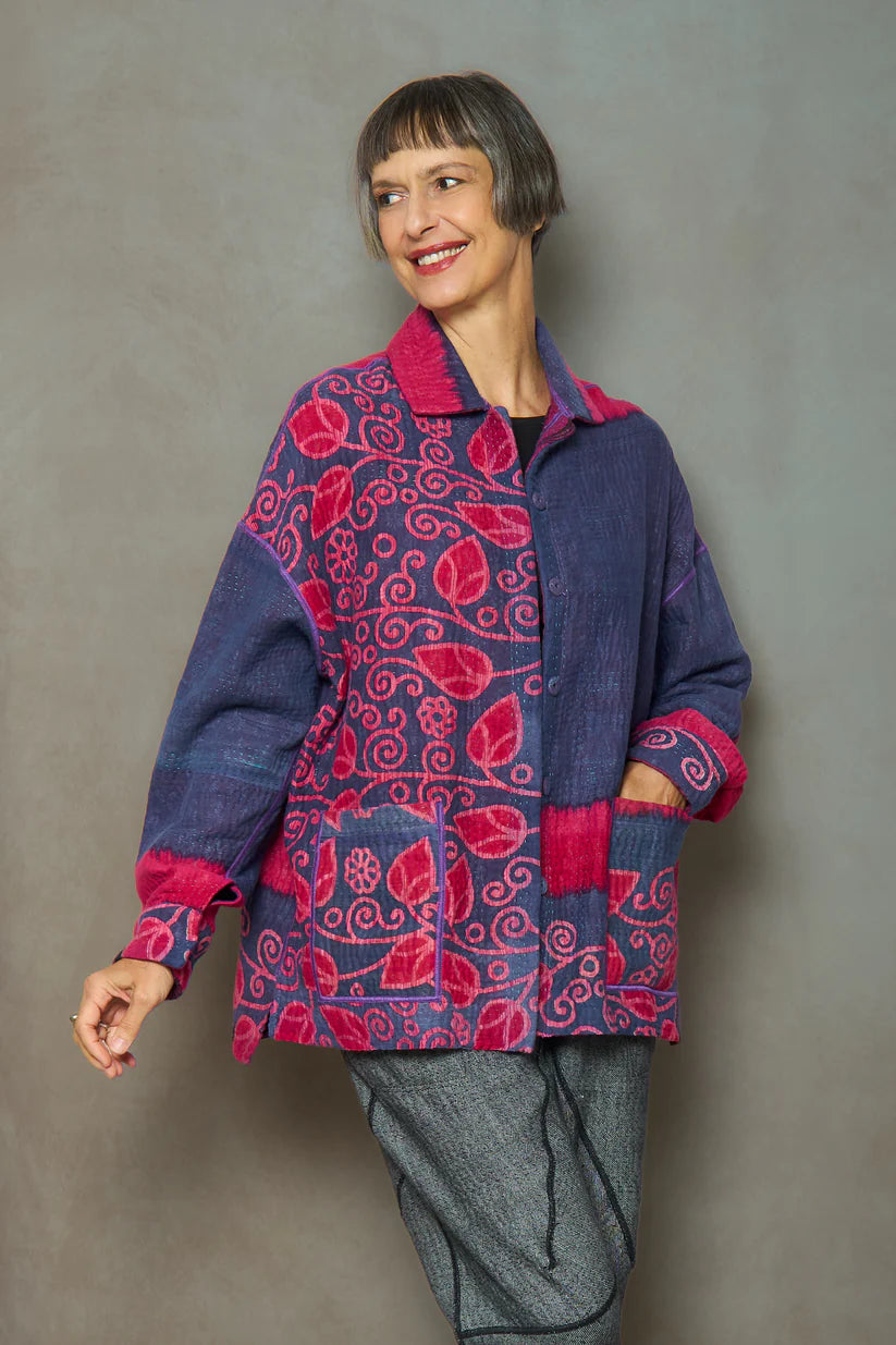 Mieko Mintz- VINTAGE COTTON KANTHA RELAXED SHIRT JACKET