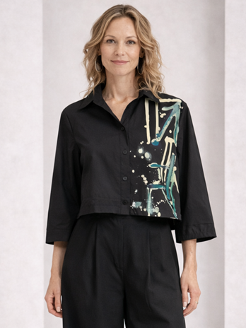 Narenee Designs- Midnight Gesture Crop Shirt/ Jacket