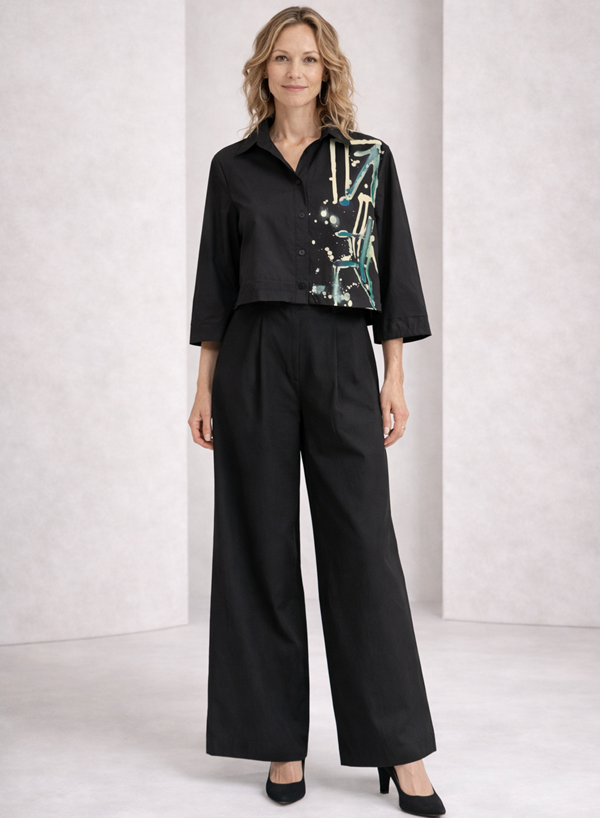 Narenee Designs- Midnight Gesture Crop Shirt/ Jacket