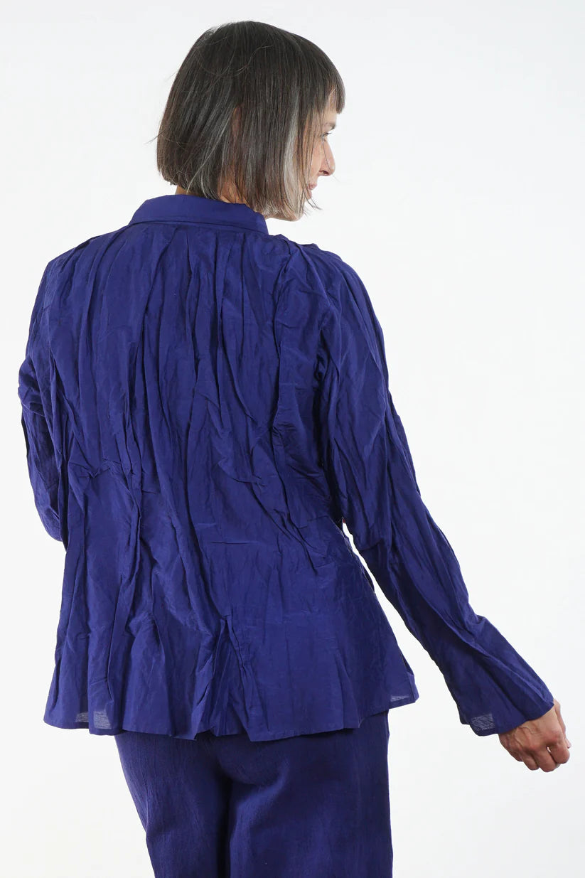 Mieko Mintz- Dyed Cotton Silk Volie Wavy Tucked Shirt