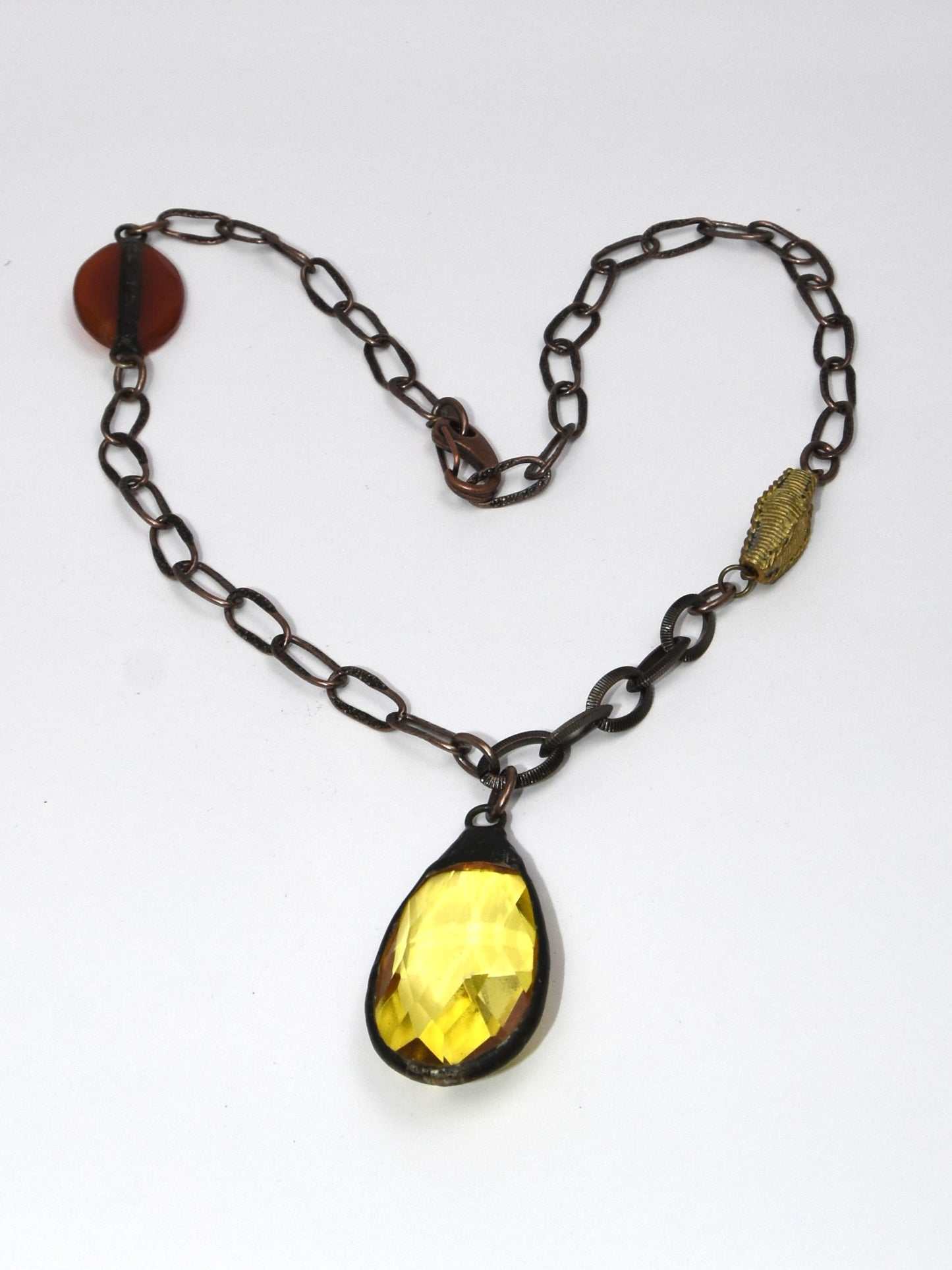 Crystal Pendant & Carnelian Necklace