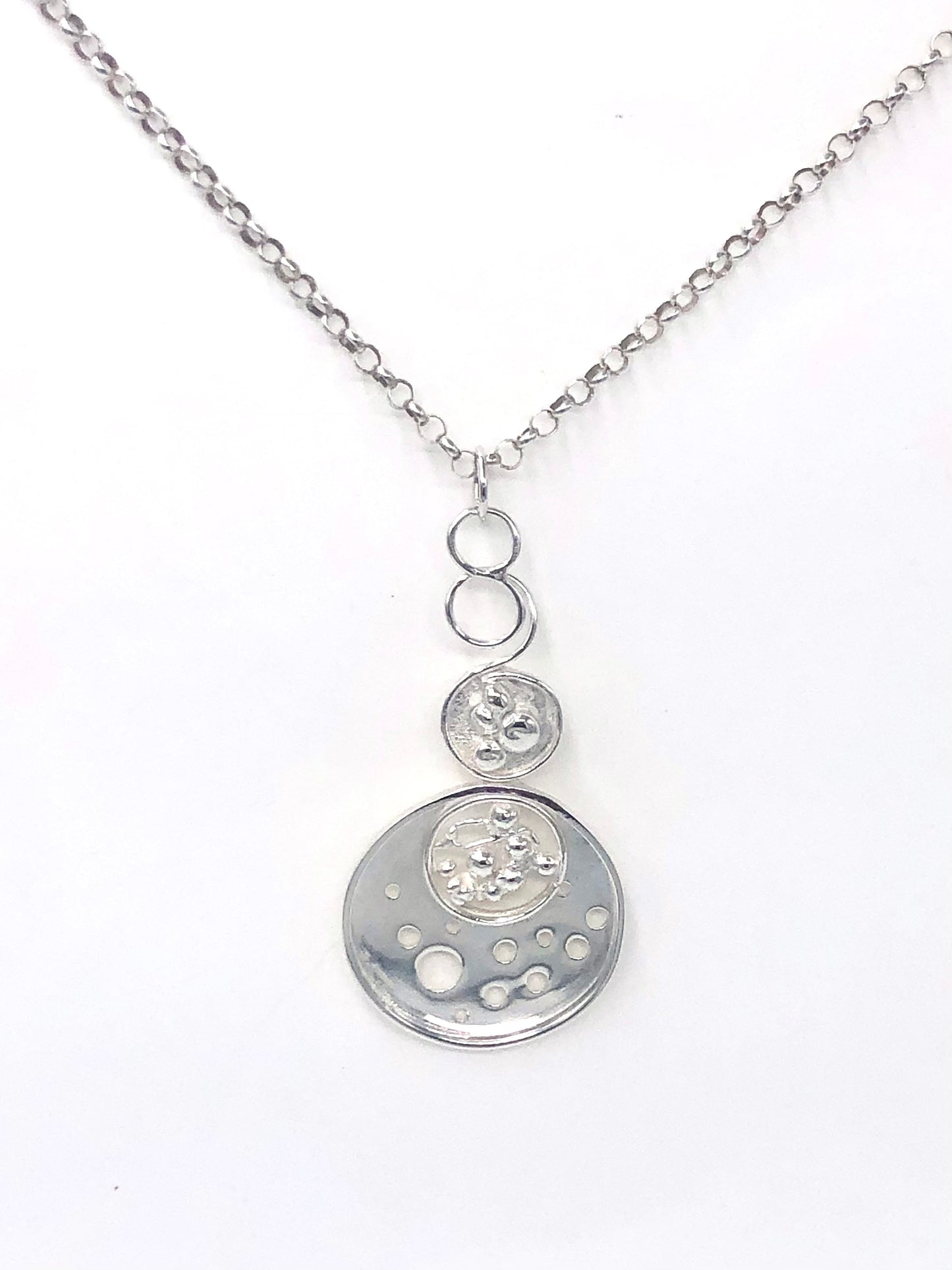 Dona Siebler - Double Circles Silver Pendant Necklace