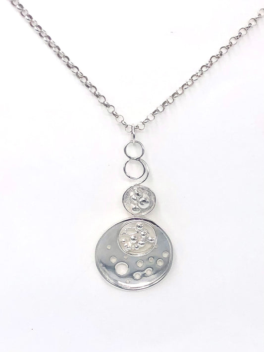 Dona Siebler - Double Circles Silver Pendant Necklace