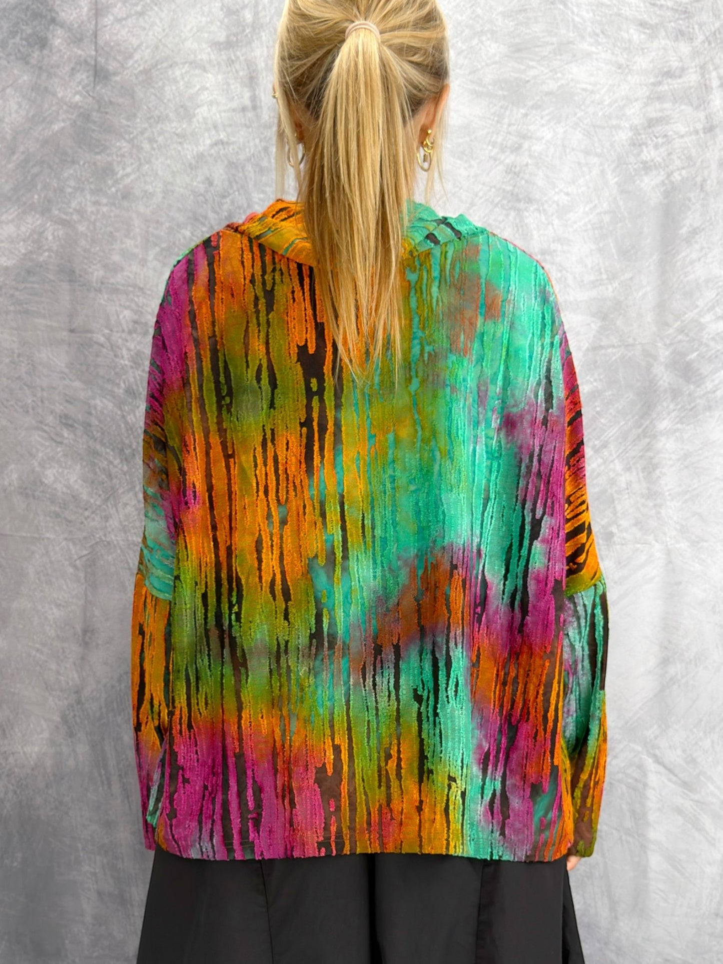 Belle Blue- Abstract Cowl Neck Top