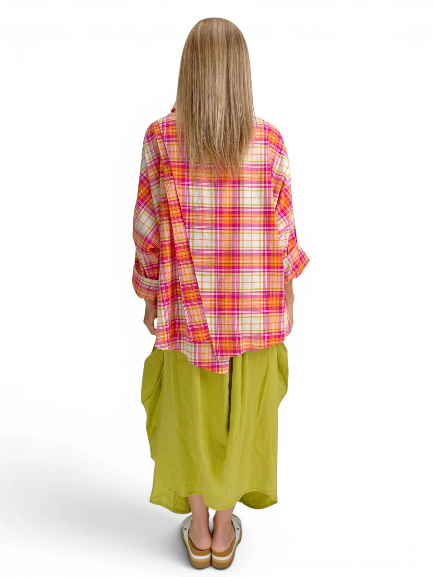 Dress to Kill- Cross Back Cappy Shirt- Orange/Pink