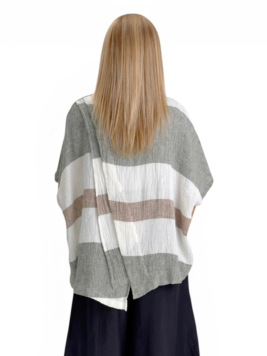 Dress to Kill- Cross Back Cappy Shirt- White/Charcoal