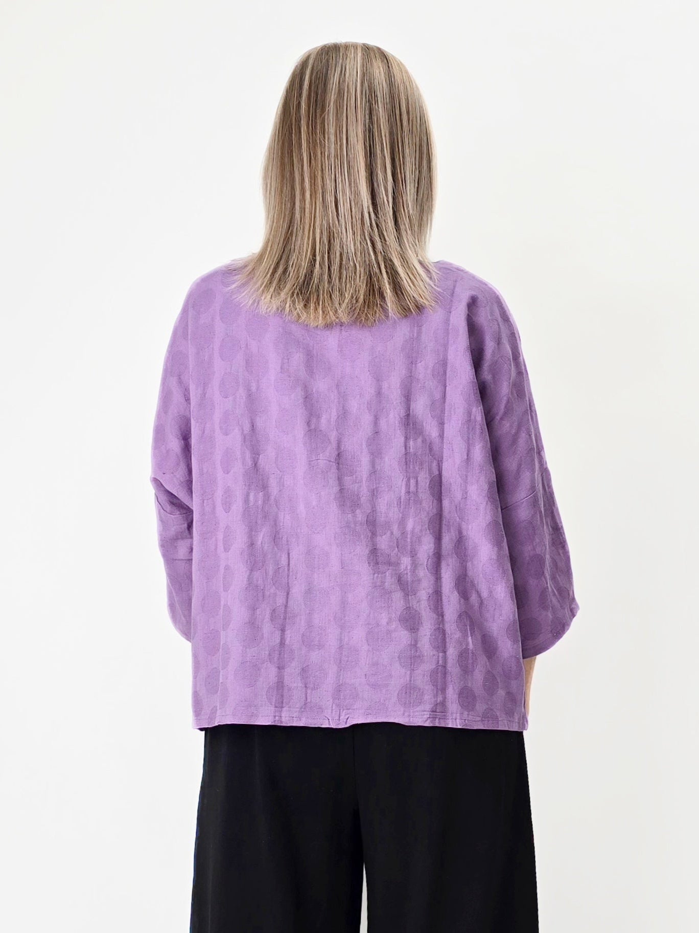 Raksa- Indian Cotton Jacquard Button-Front Blouse