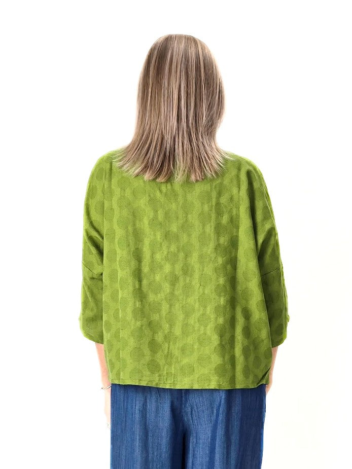 Raksa- Indian Cotton Jacquard Button-Front Blouse