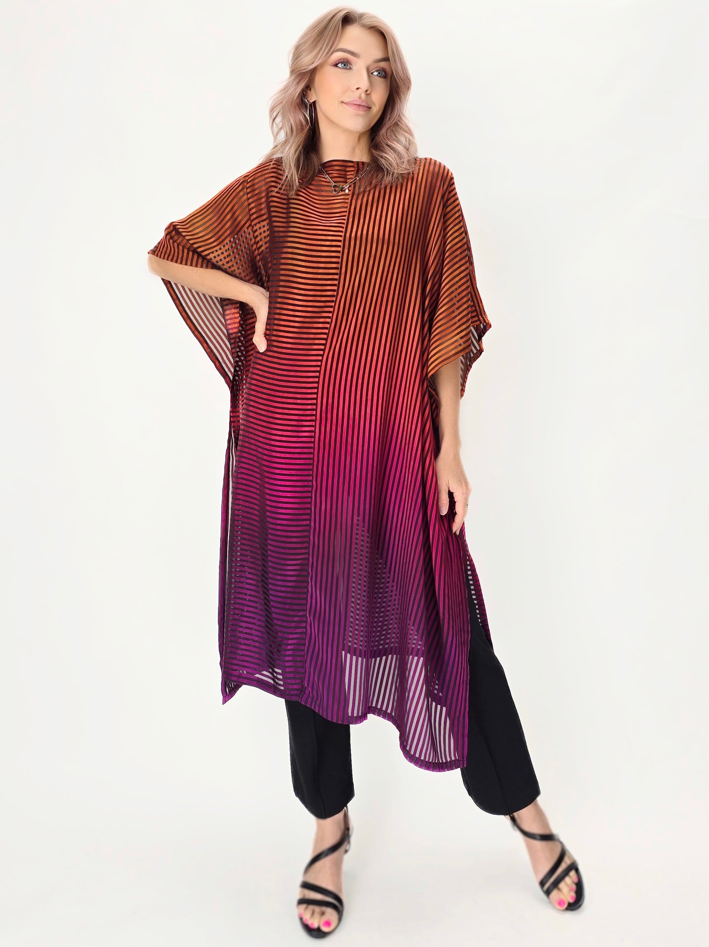 Steve Sells TS- #2- Red Satin Stripe Caftan
