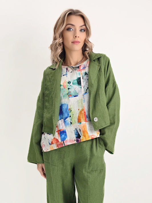 LUUKAA- Laras Linen Jacket/ Apple Green