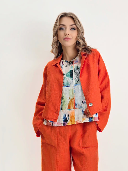 LUUKAA- Laras Linen Jacket/ Rust Orange