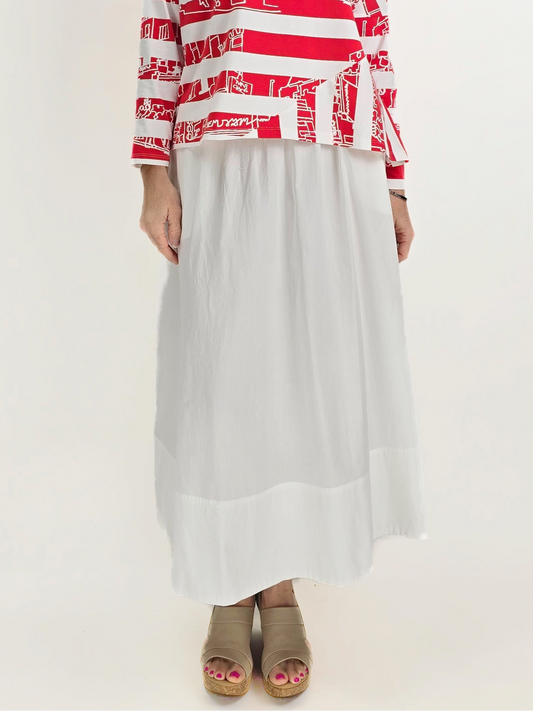 Wearable Art- Midi Poplin Skirt/ WHITE