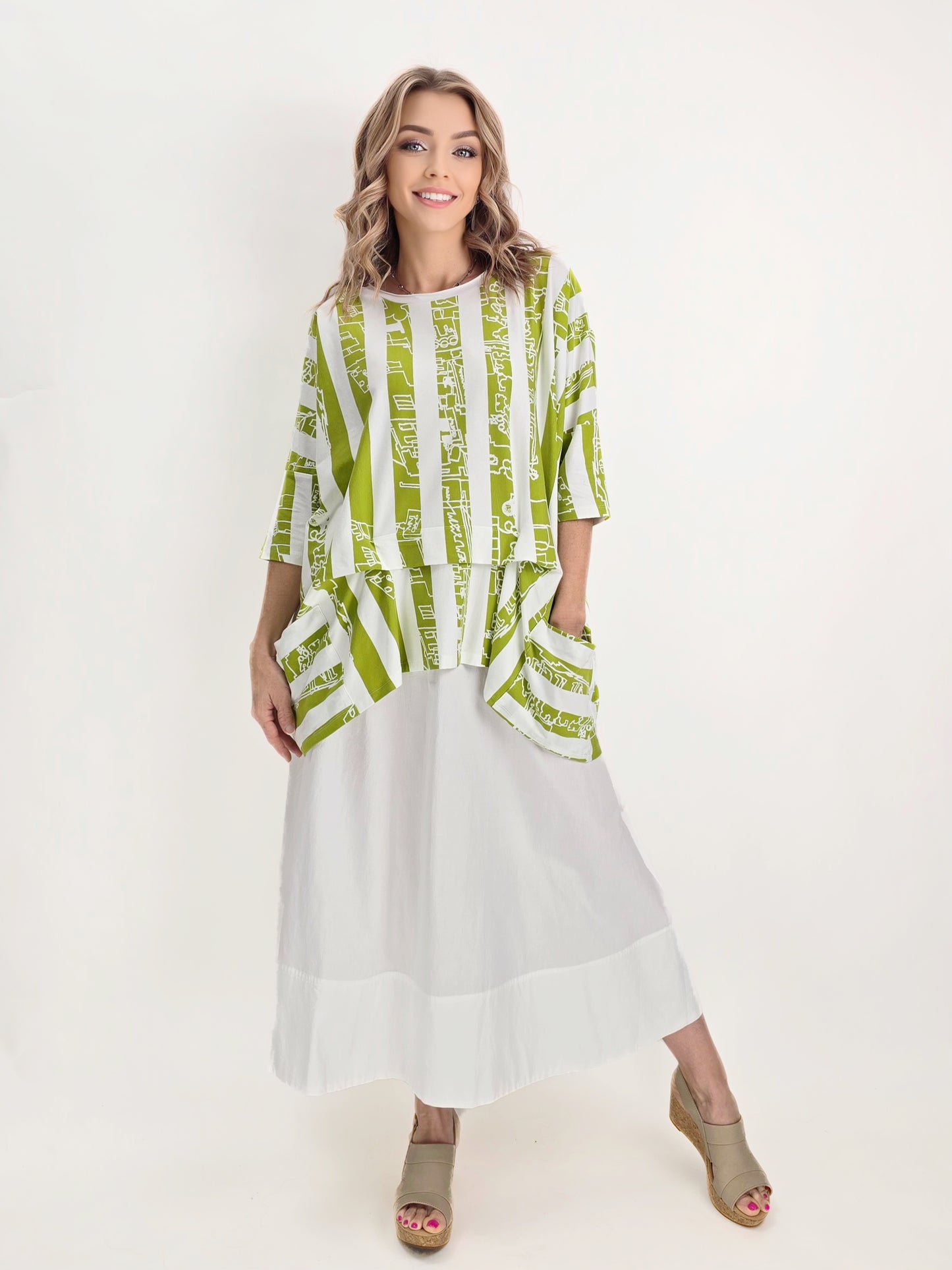 Wearable Art- Midi Poplin Skirt/ WHITE