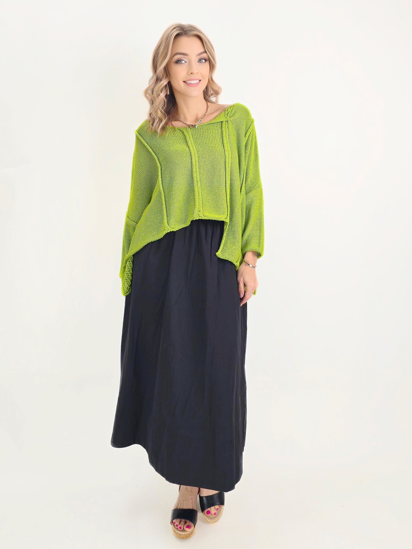 Wearable Art - Midi Poplin Skirt/ Black