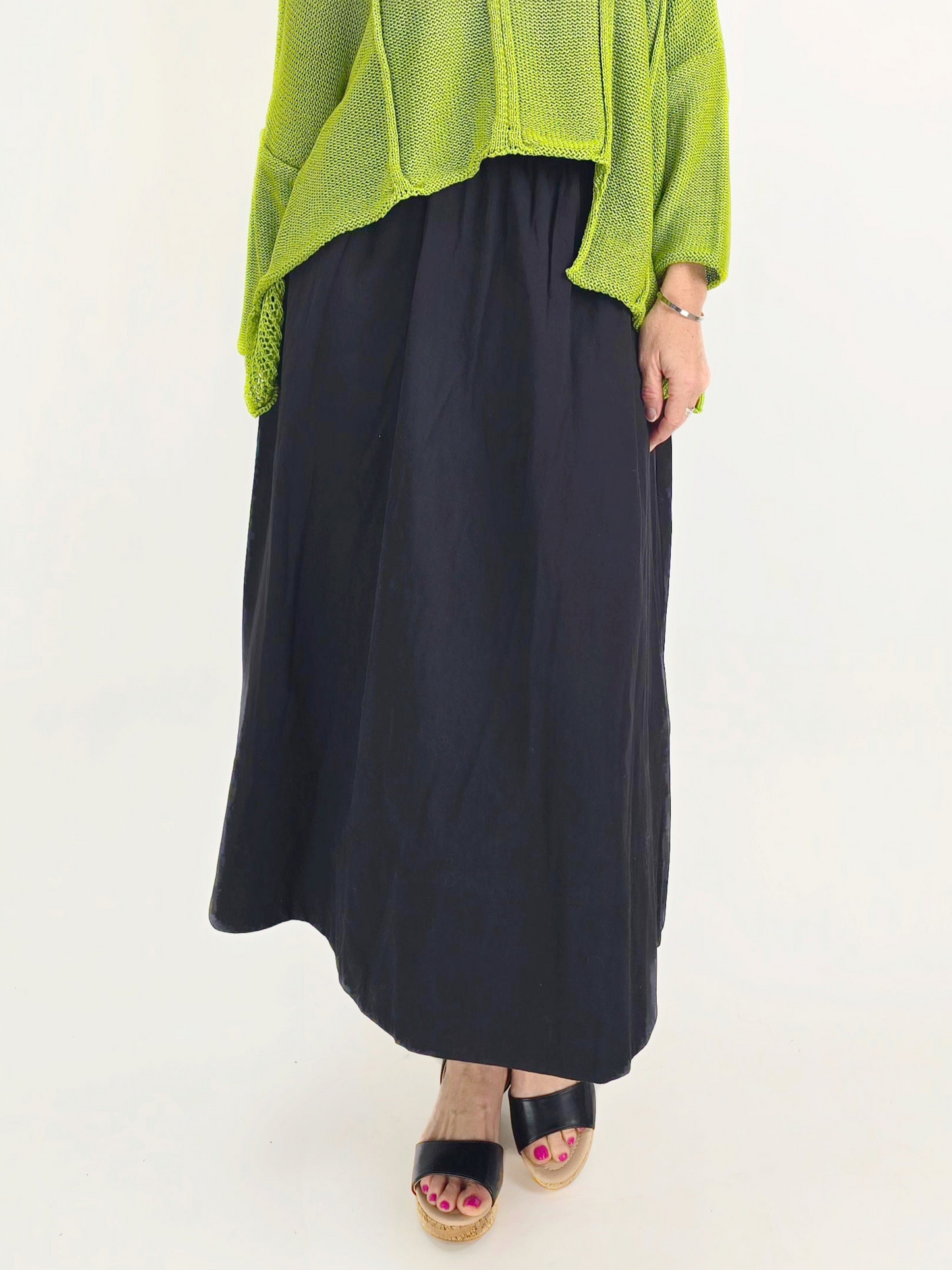 Wearable Art - Midi Poplin Skirt/ Black
