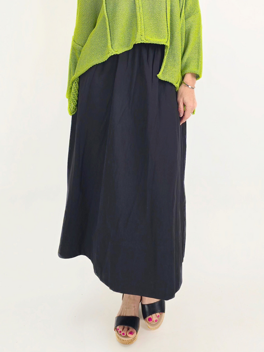 Wearable Art - Midi Poplin Skirt/ Black