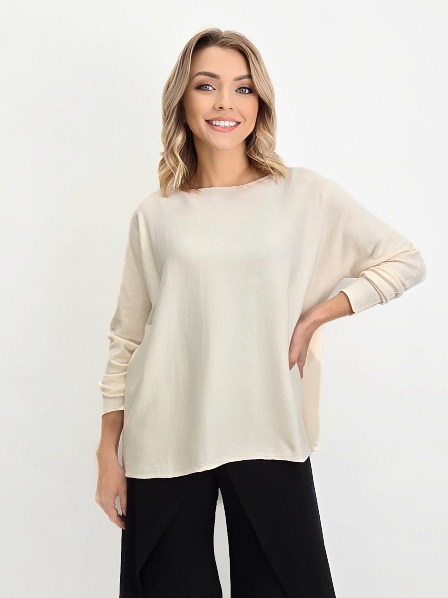 TINA Stephens Italy/Tees By Tina - Laurin Seriously Soft Jewel Neck Sweater