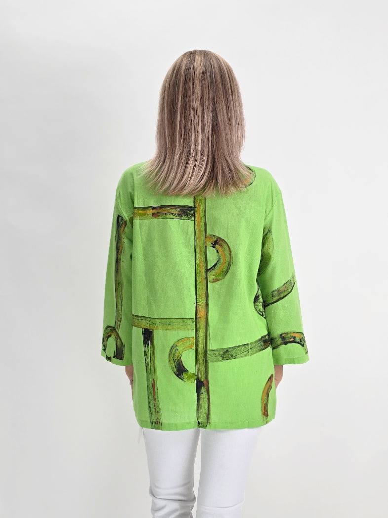 Alvarez Designs- Apple green Hand Painted Top