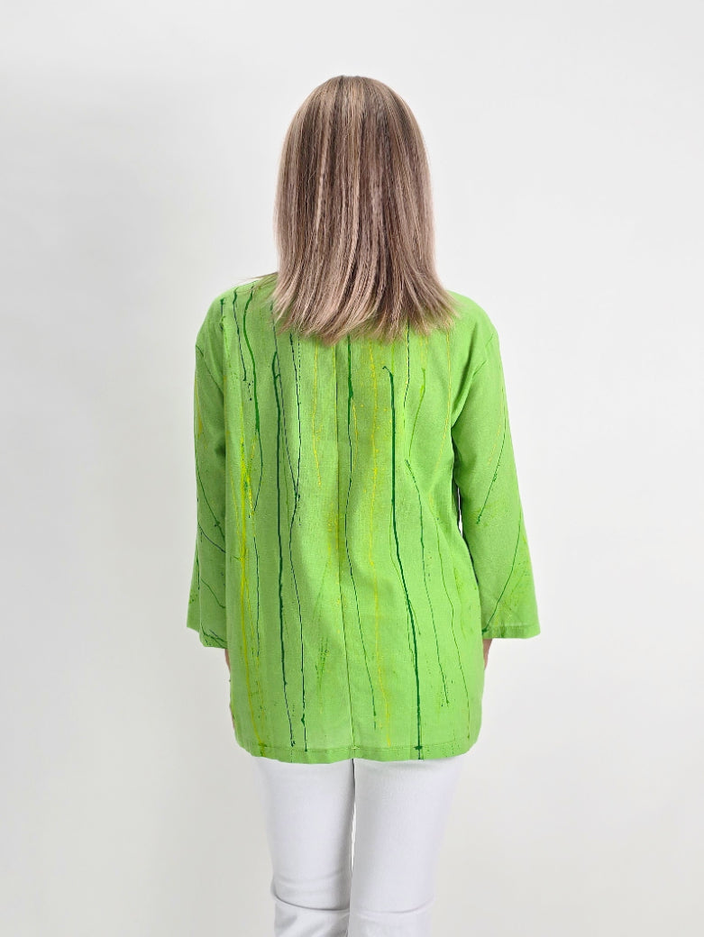 Alvarez Designs- Apple green Hand Painted Top
