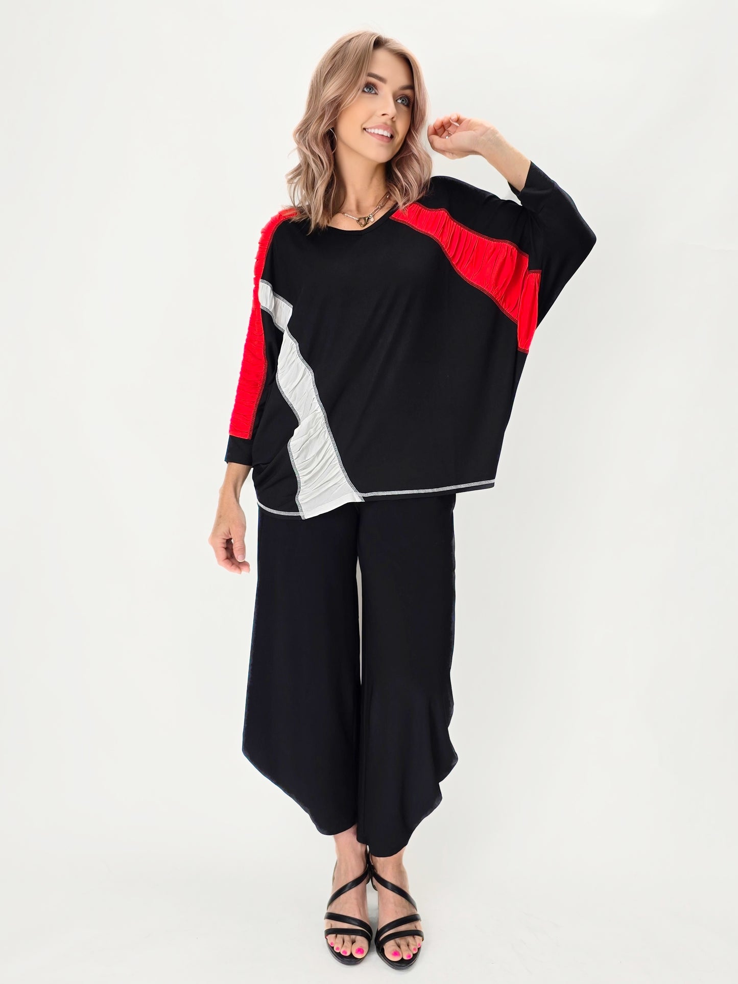 Lemon Grass - Dolman Sleeve V-Neck Top