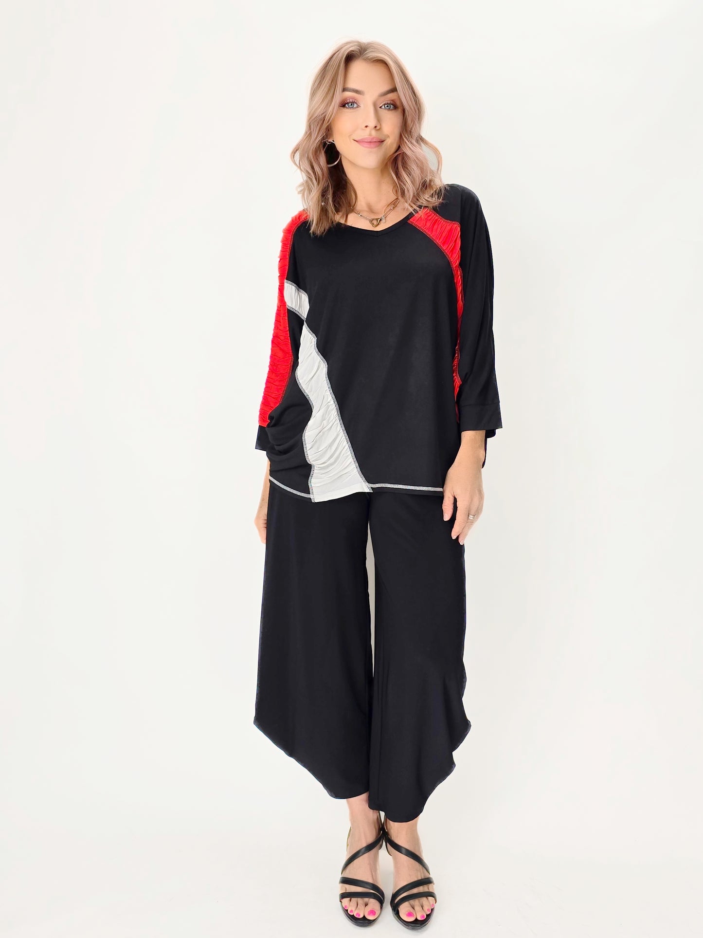 Lemon Grass - Dolman Sleeve V-Neck Top