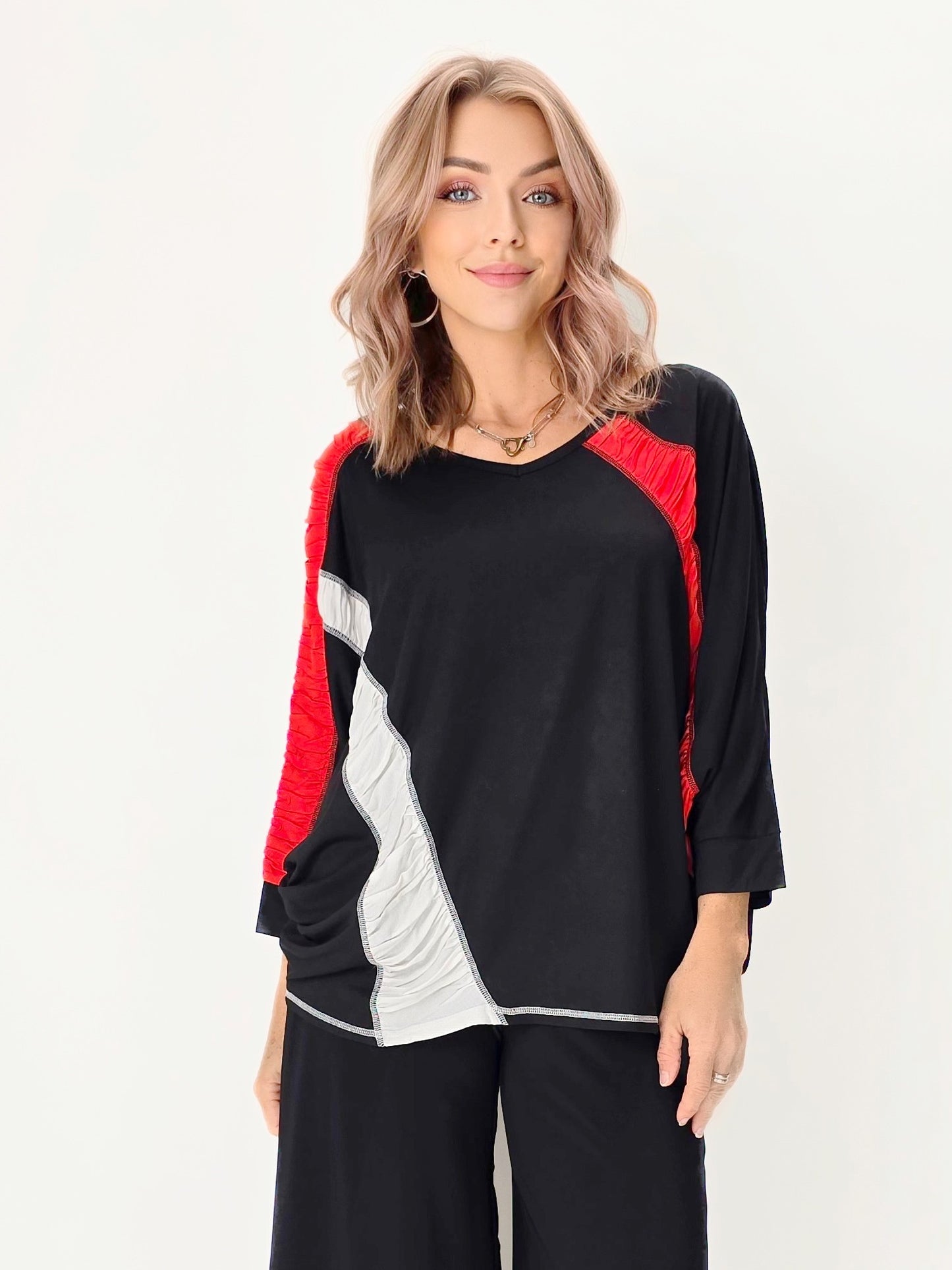Lemon Grass - Dolman Sleeve V-Neck Top