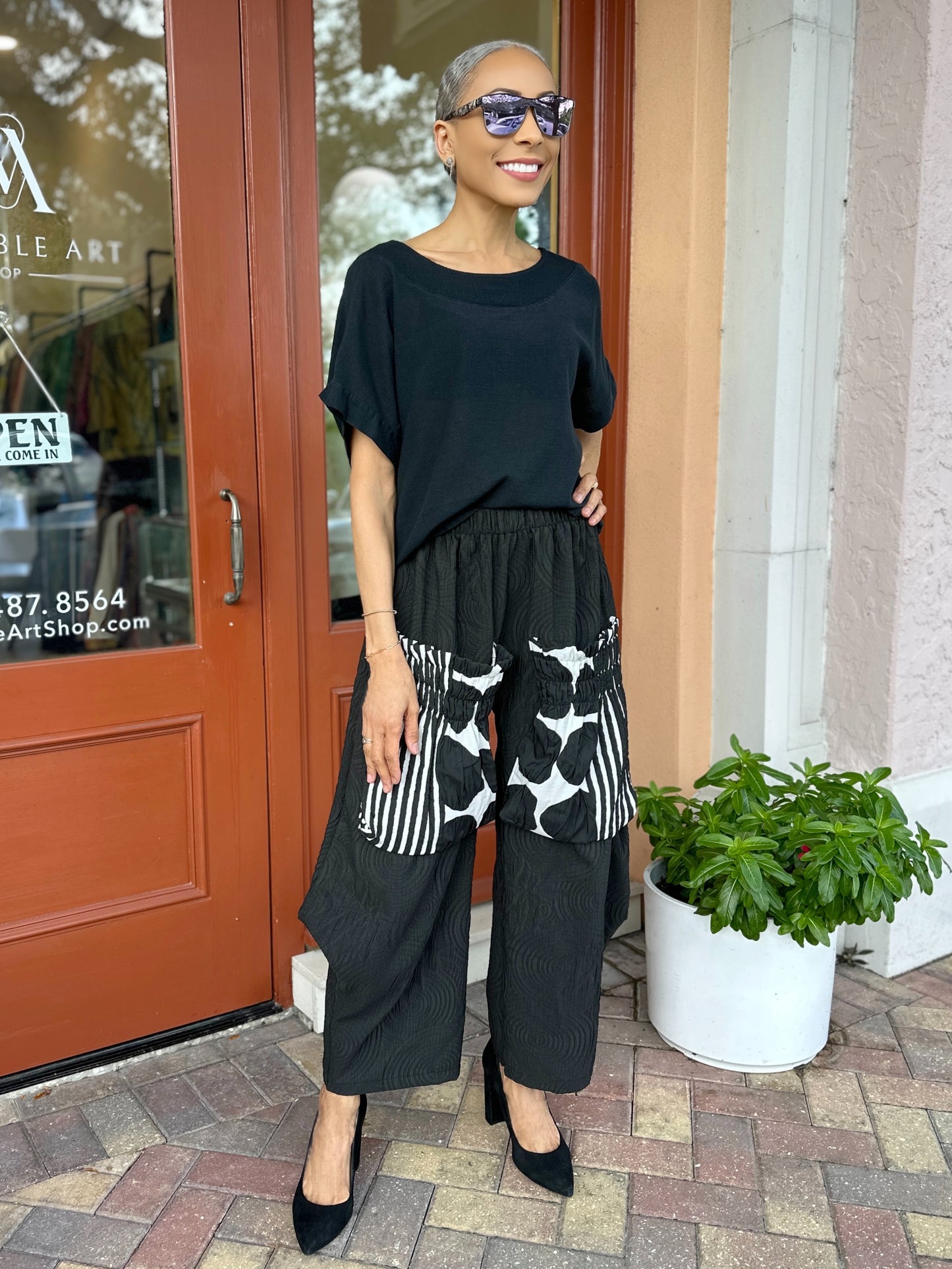 Heydari- Textured Pants with Statement Pockets