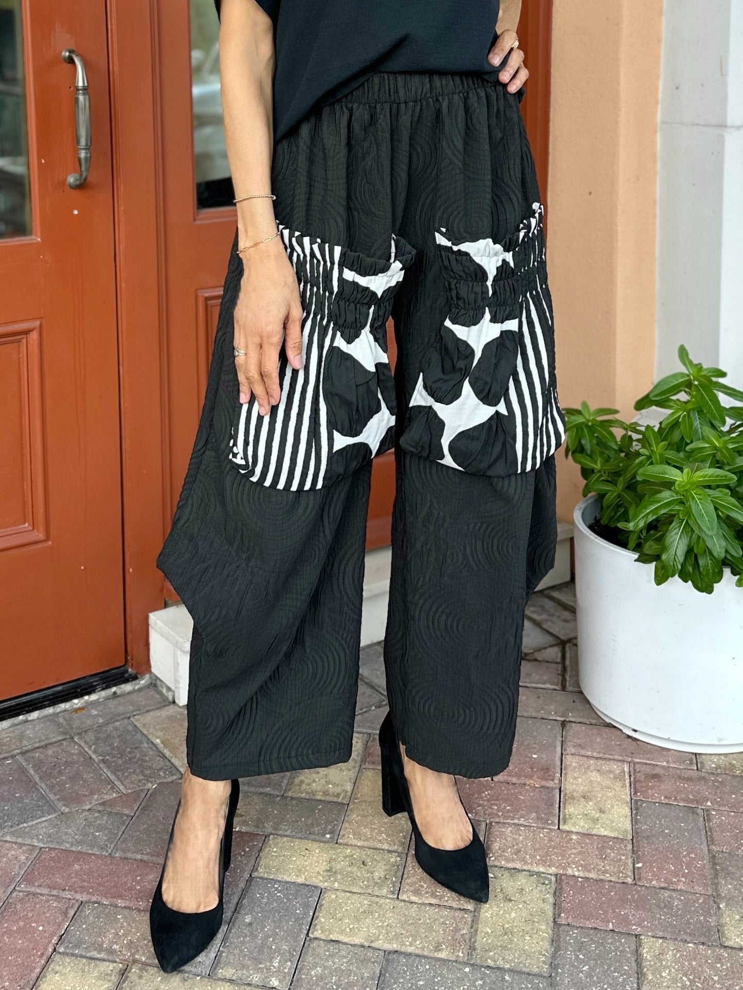 Heydari- Textured Pants with Statement Pockets