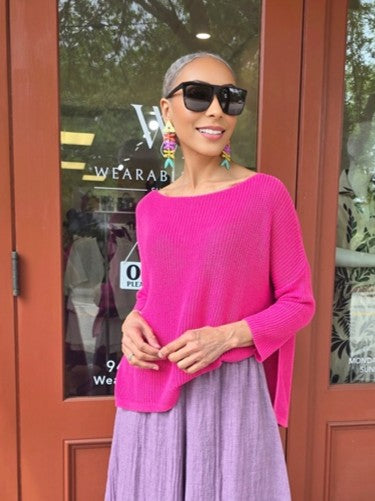 BlueBerry- Open Side Knitted Top/ Fuschia