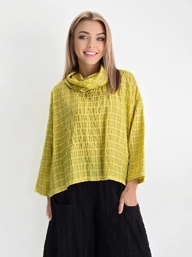 Eleven Stitch- Sweet Lime Cowl Neck Top