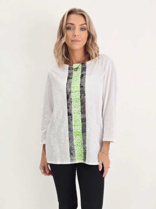 Narenee Designs- L/S White Painted Top
