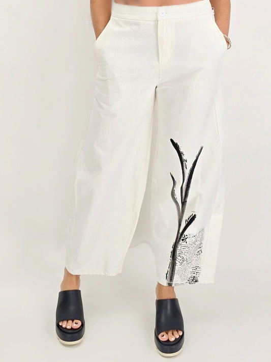Narenee Designs- Hand-Painted Linen Barrel Pants