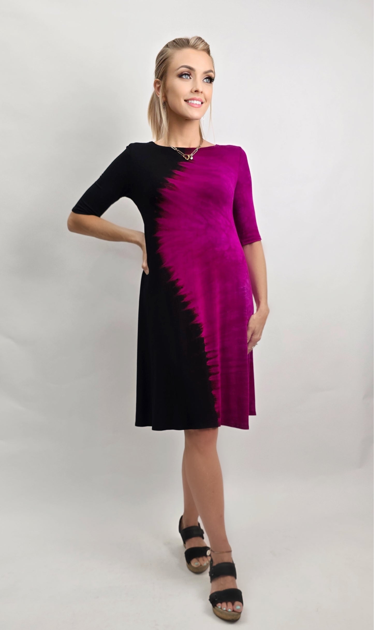 Cloud Candy Clothing - Lucille Dress in Hot Pink Yin Yang