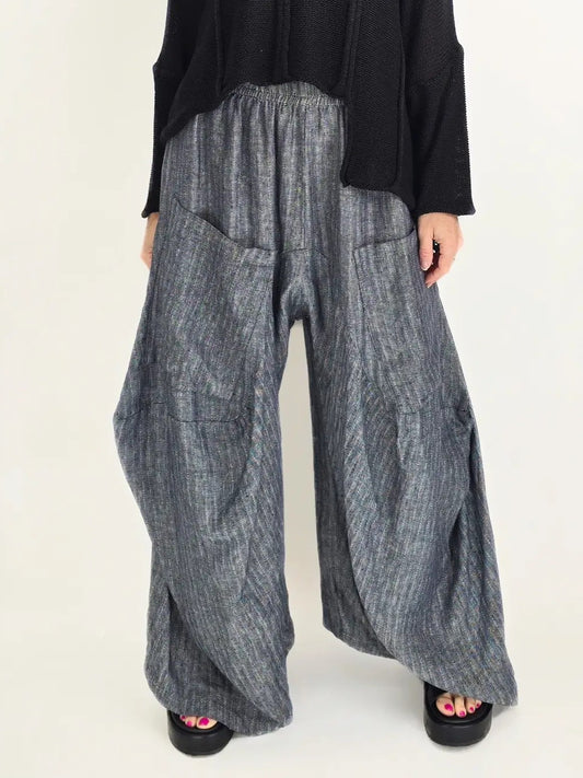 Dress to Kill- Harem Pants-Denim Stripe